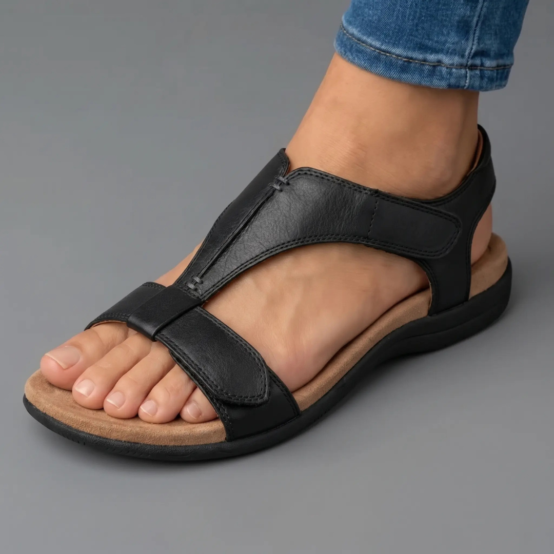 Liora Ergonomic Orthopedic Sandals - Black
