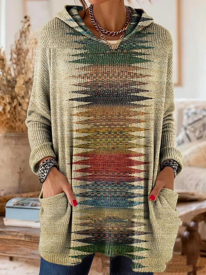 Alice Retro Print Hooded Tunic - Beige