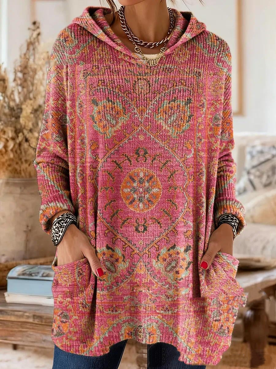 Alice Retro Print Hooded Tunic - Pink
