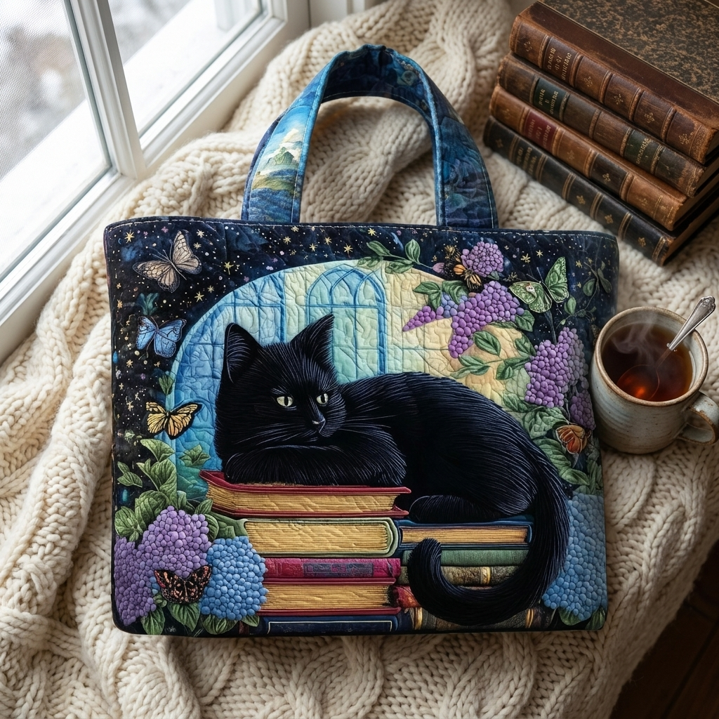 Black Cat on Books - Flatlay