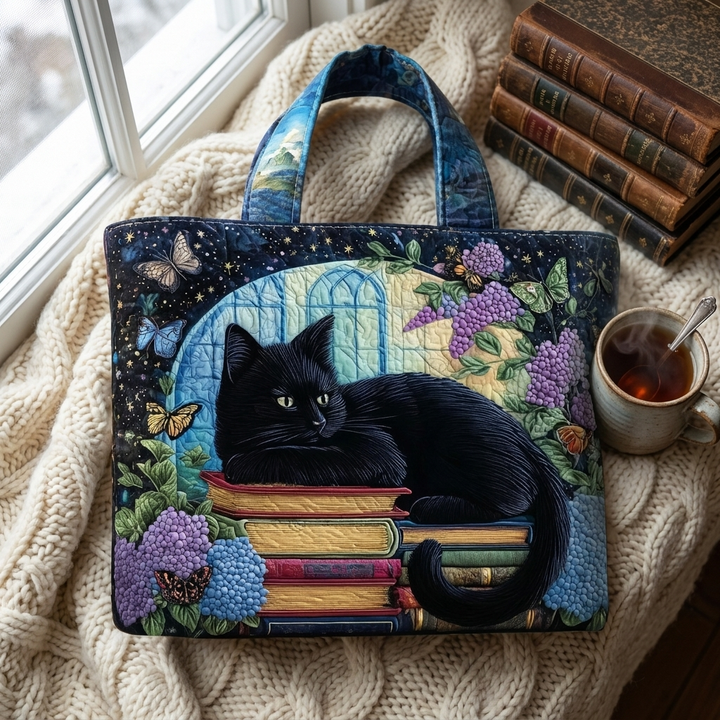 Black Cat on Books - Flatlay