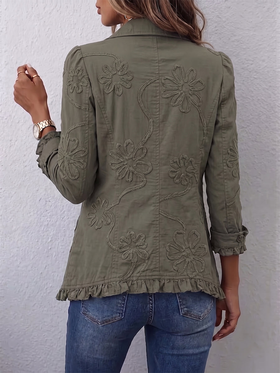 Camille Floral Embroidered Ruffle Jacket