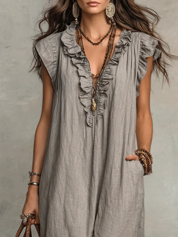Rivage Linen Maxi Dress detail 3