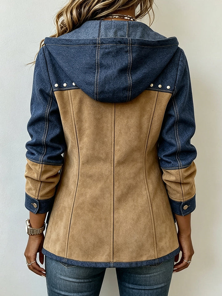 Farrah Colorblock Patchwork Hooded Jacket