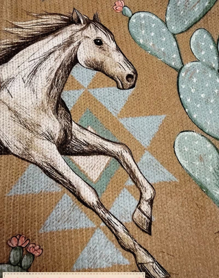 Winona Desert Horse and Cactus Zip Cardigan