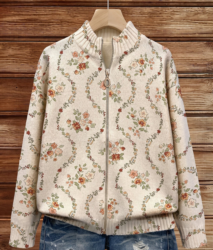 Vivienne Floral Vine Zip Cardigan