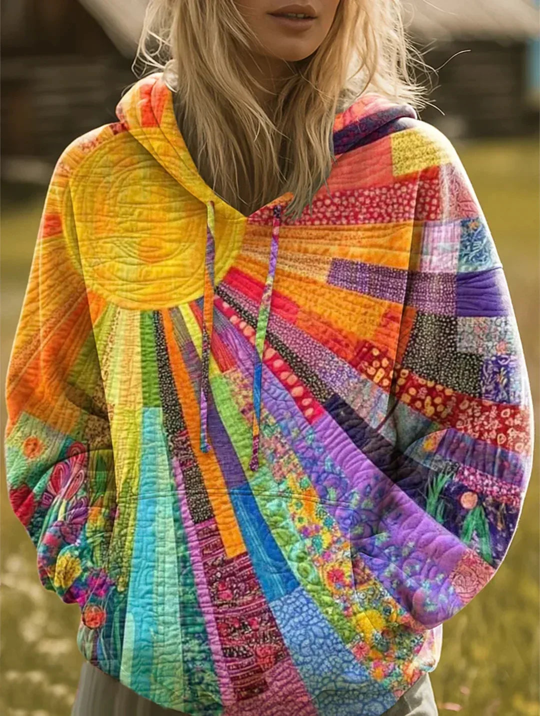 Dawnella Bohemian Patchwork Hoodie